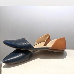 Tommy Hilfiger Two-Tone D'Orsay Flats (Navy + Tan) - Leather Upper 7.5